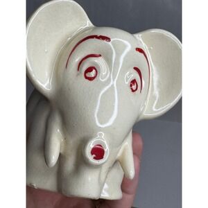 Vintage Ceramic Elephant Planter Pot Red Face Cute Whimsical‎ Home Decor